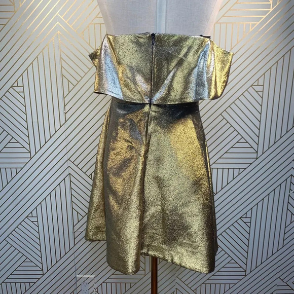 Sandro Palacio Metallic Gold Off Shoulder Dress - Picture 8 of 11